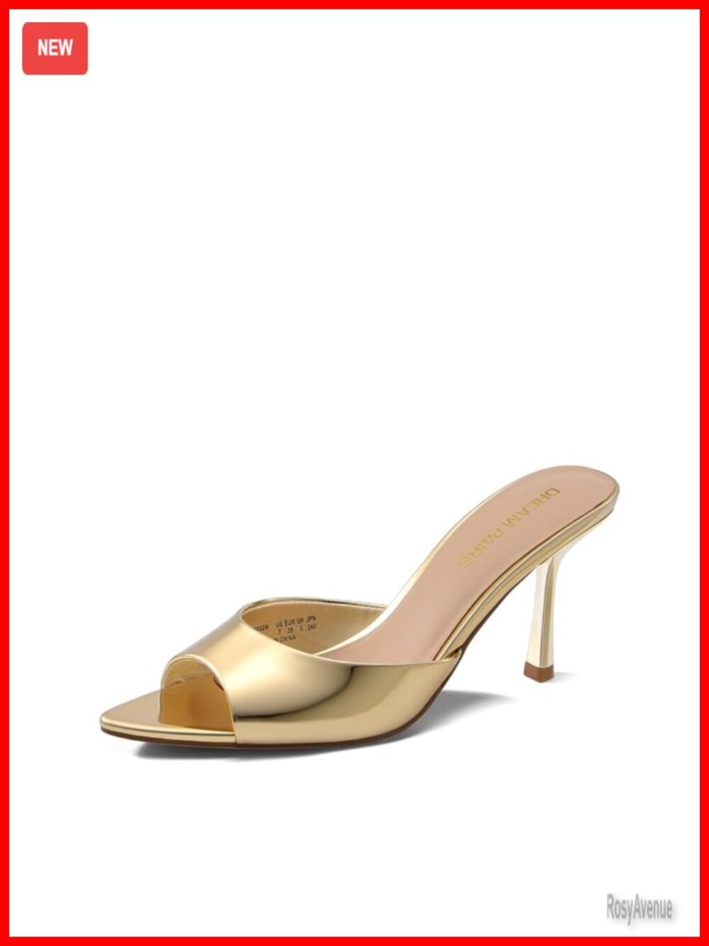 Women's Faux Leather Kitten Heel Mules Pointed Toe Slip On S